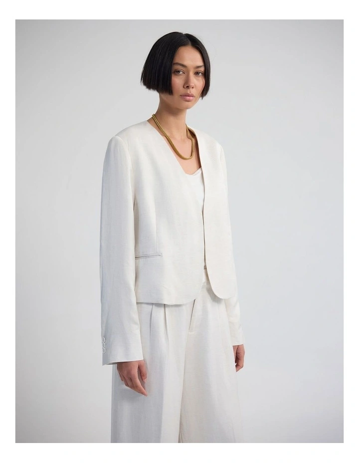 Alina Crop Blazer in Cream image 3
