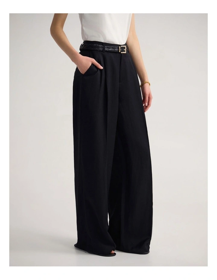 Cameron Pleat Front Pant in Black image 3