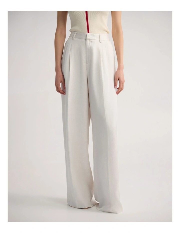 Cameron Pleat Front Pant in Cream image 1