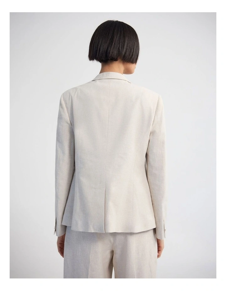 Rae Linen Blend Crop/Cinched Blazer in Sand image 2