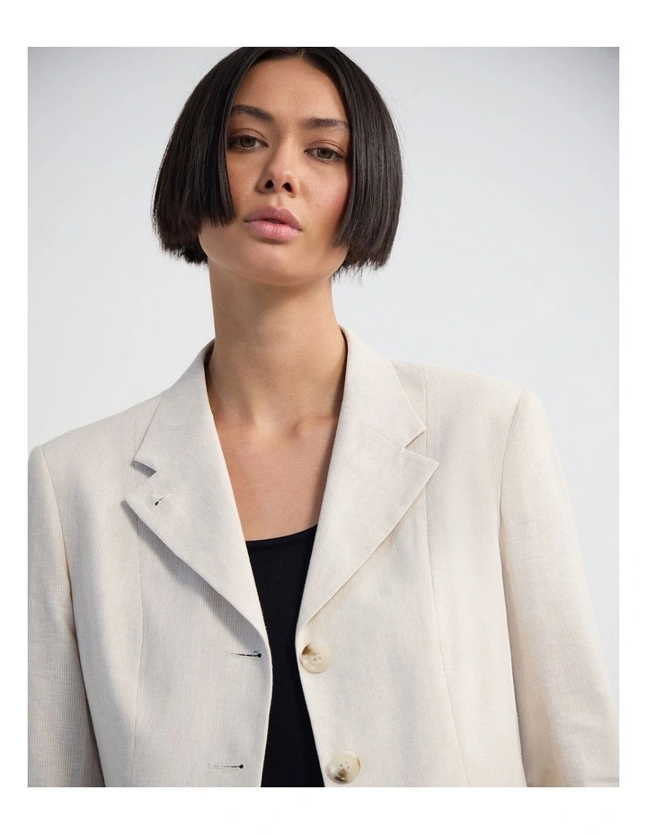 Rae Linen Blend Crop/Cinched Blazer in Sand image 4