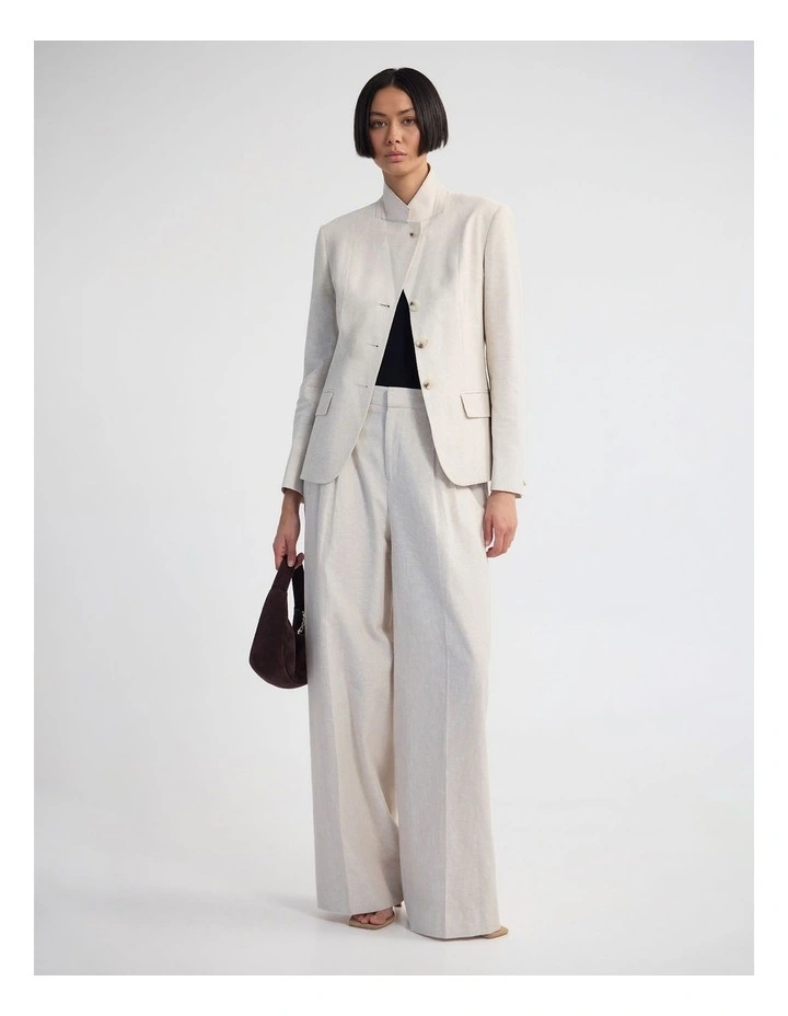 Rae Linen Blend Crop/Cinched Blazer in Sand image 5