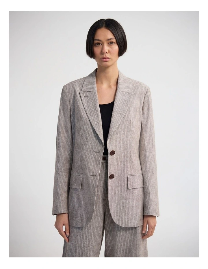 Racer Open Back Blazer in Mocha image 1