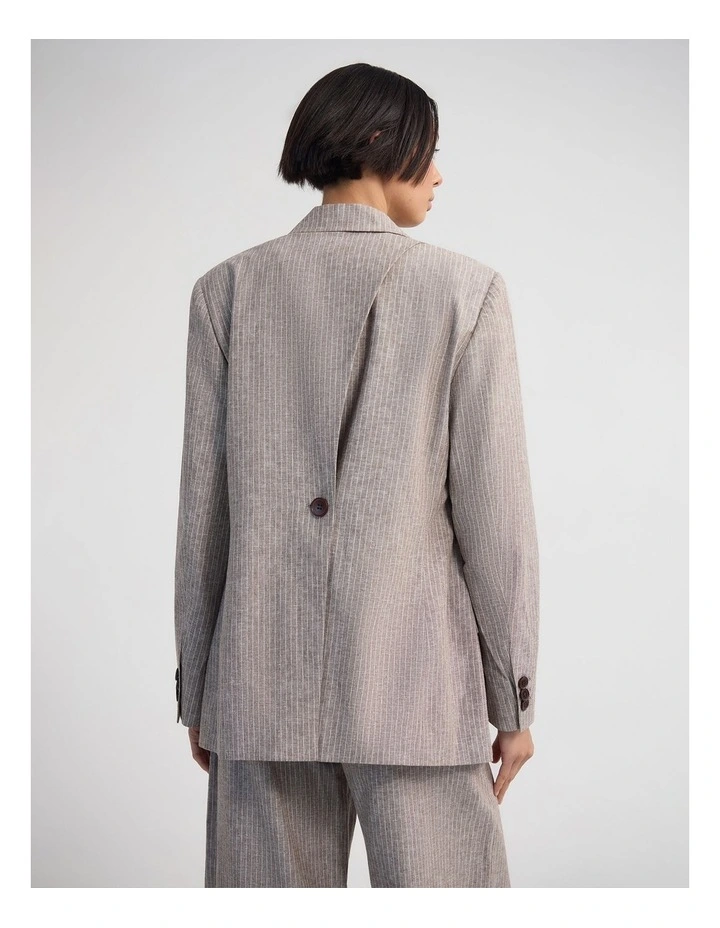 Racer Open Back Blazer in Mocha image 2