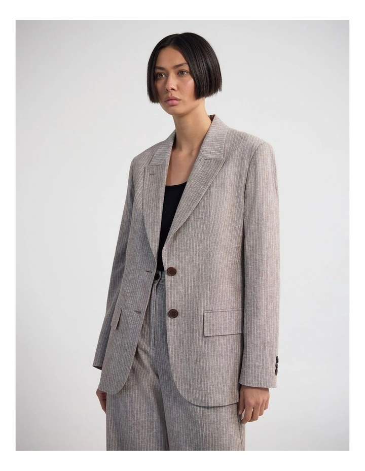 Racer Open Back Blazer in Mocha image 3