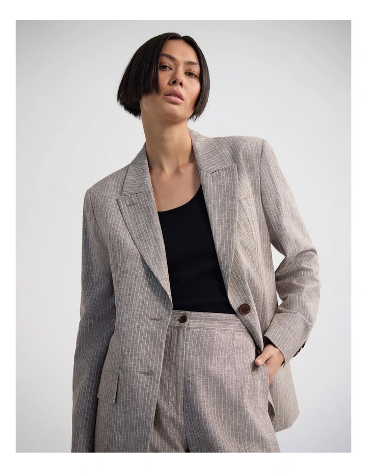 Racer Open Back Blazer in Mocha image 4