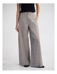 Golide Linen Blend Pinstriped Pant in Mocha