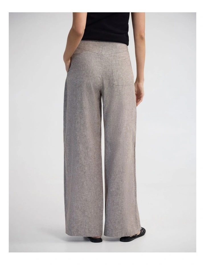 Golide Linen Blend Pinstriped Pant in Mocha image 2