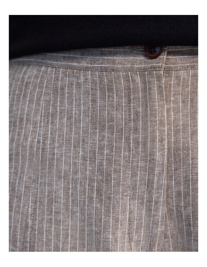 Golide Linen Blend Pinstriped Pant in Mocha image 6