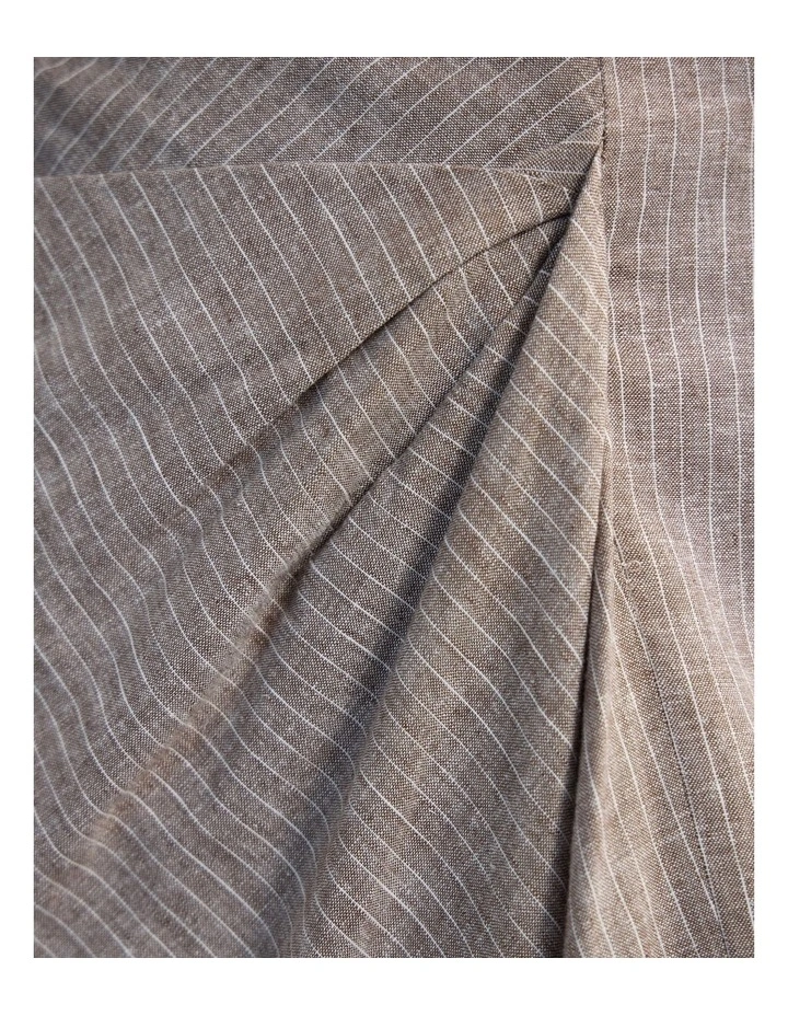 Nadia Linen Blend Pinstriped Skirt in Mocha image 6