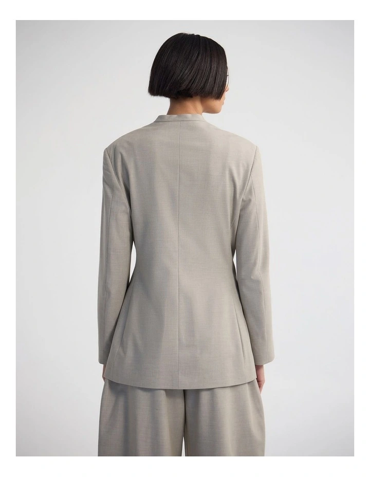 Carlie Wool Blend Collarless Blazer in Sandstone image 2