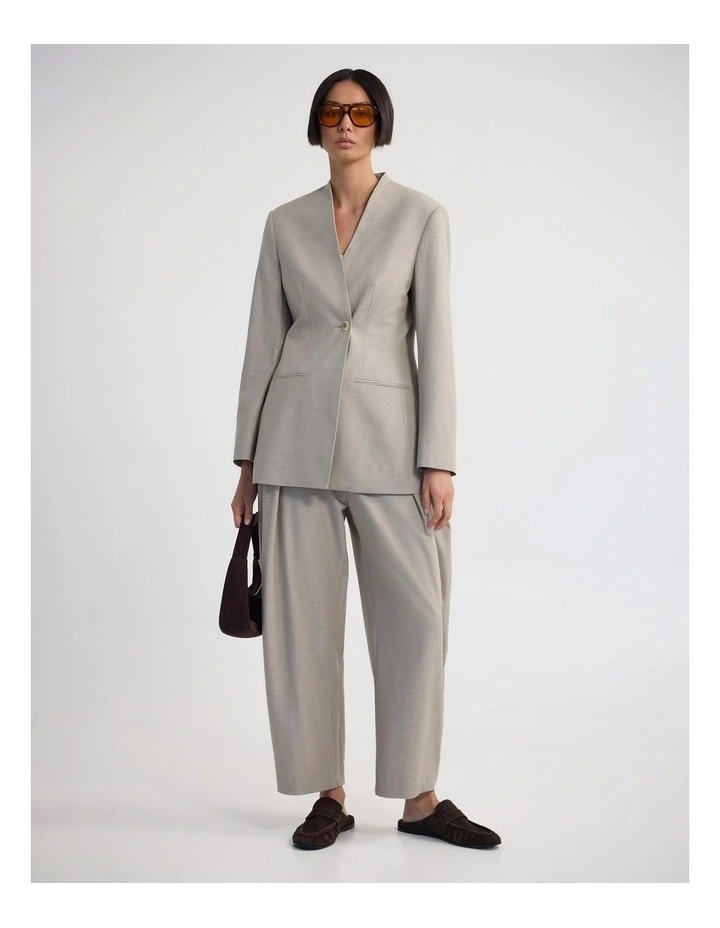 Carlie Wool Blend Collarless Blazer in Sandstone image 5