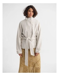 Prudence Belt French Linen Jacket in Natural