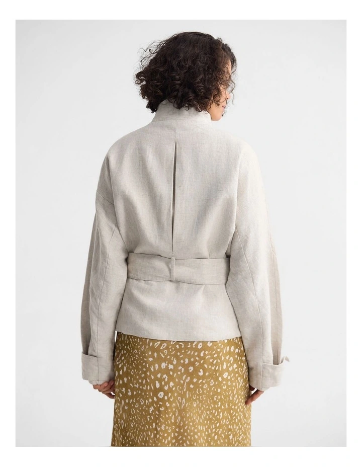 Prudence Belt French Linen Jacket in Natural image 2