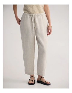 Gabriele Crop French Linen Pant in Natural