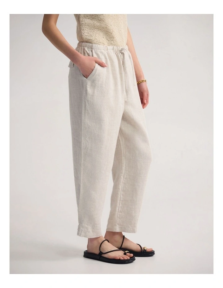 Gabriele Crop French Linen Pant in Natural image 3