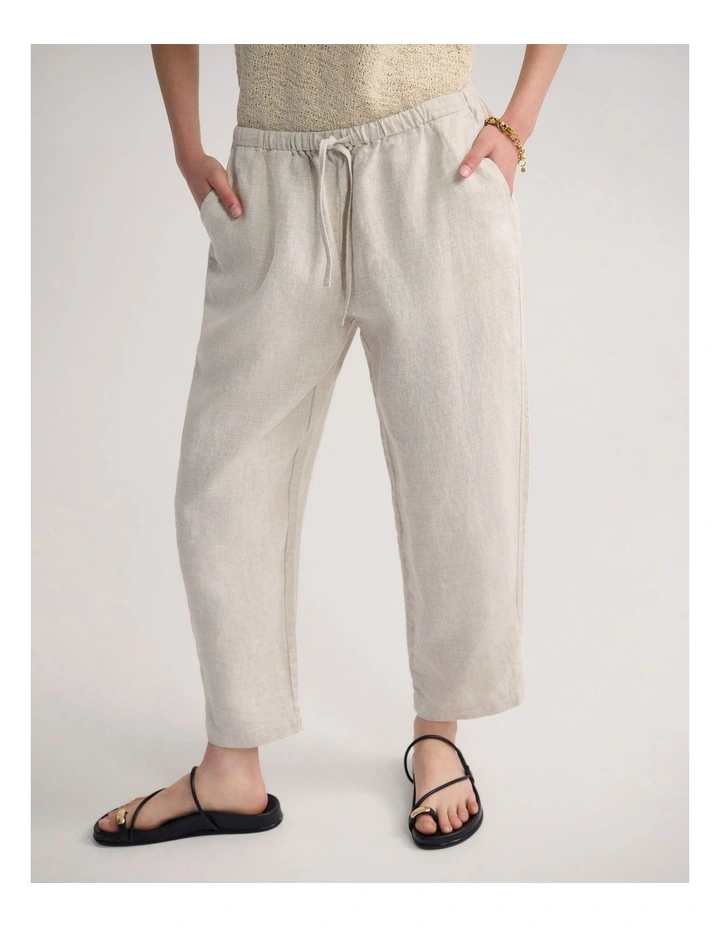 Gabriele Crop French Linen Pant in Natural image 4