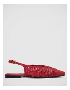 Eva Woven Nappa Slingback Shoes in Red