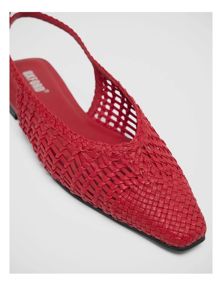 Eva Woven Nappa Slingback Shoes in Red image 4
