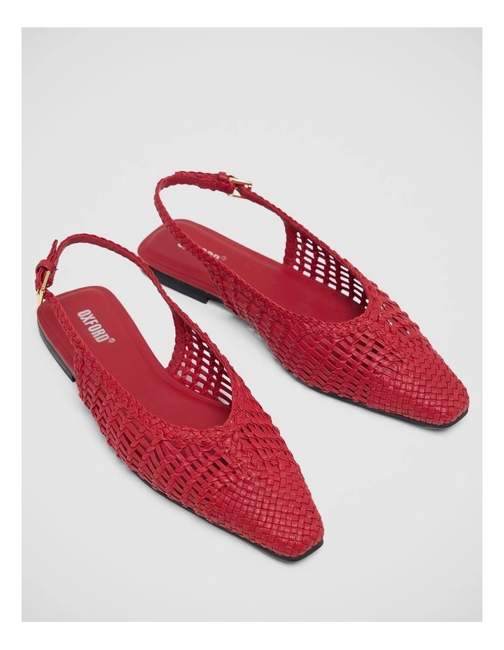 Eva Woven Nappa Slingback Shoes in Red image 5