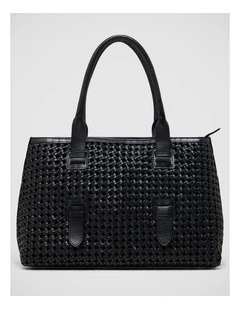 Isolde Woven Leather Bag in Black