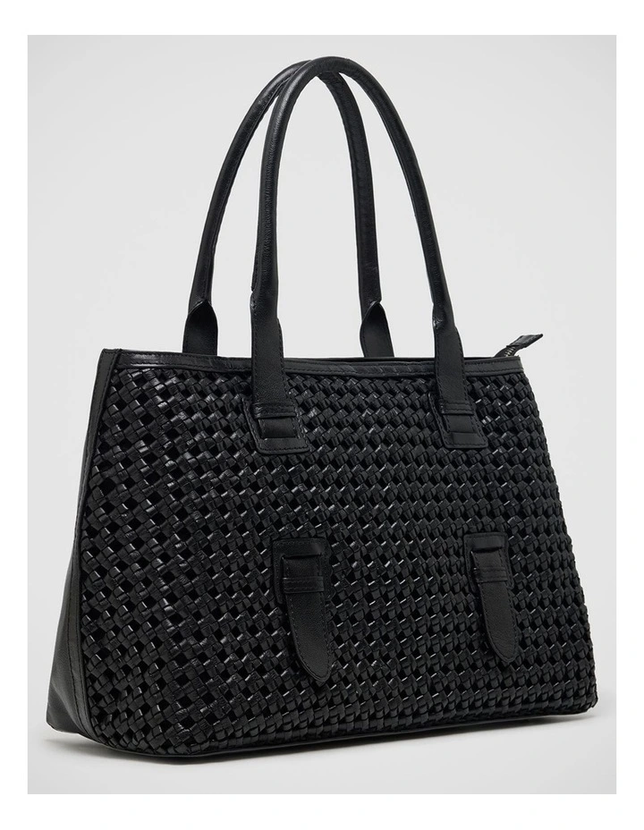 Isolde Woven Leather Bag in Black image 3