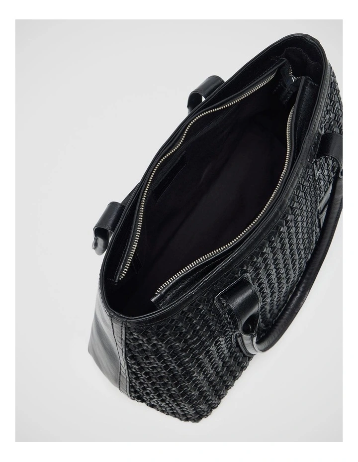 Isolde Woven Leather Bag in Black image 5