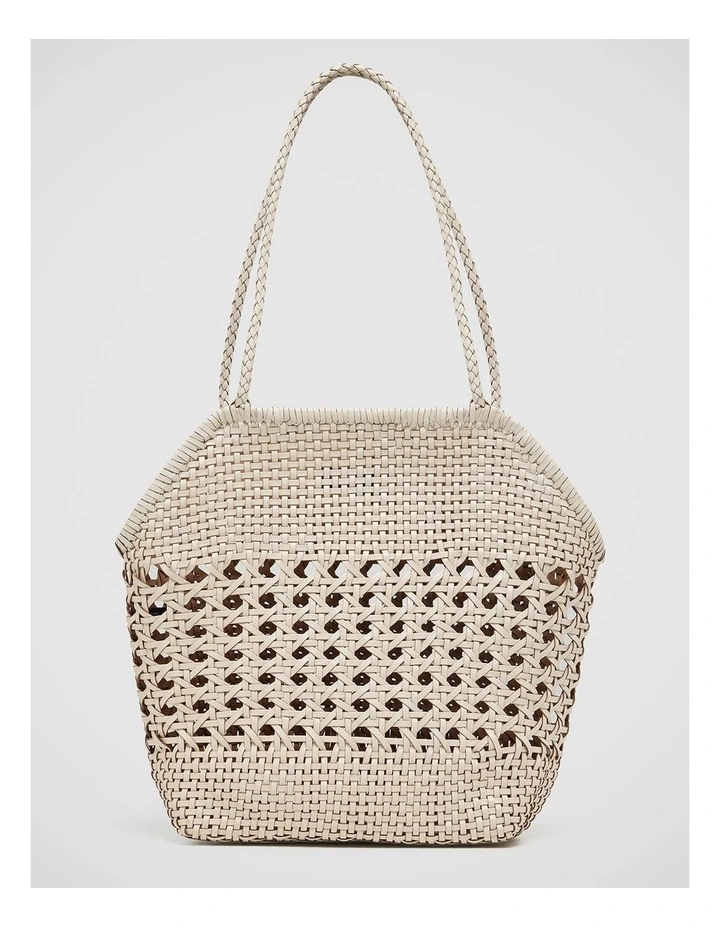 Avery Woven Recycled Leather Bag in White image 1