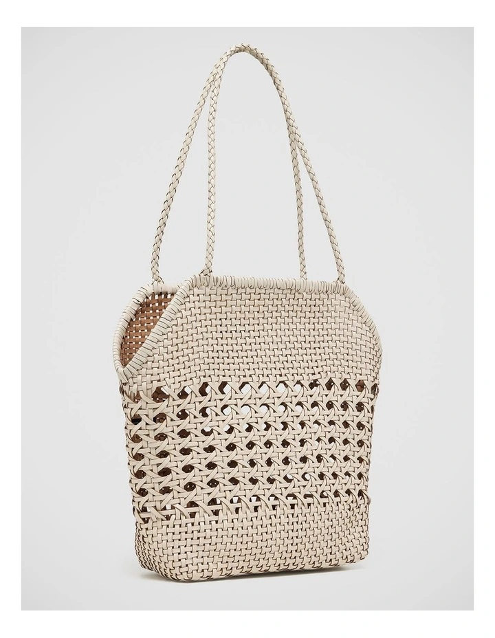 Avery Woven Recycled Leather Bag in White image 2