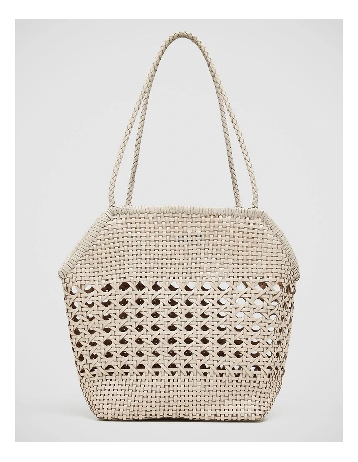 Avery Woven Recycled Leather Bag in White image 3