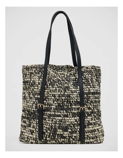Ayla Hand Knotted Shopper in Black/Natural