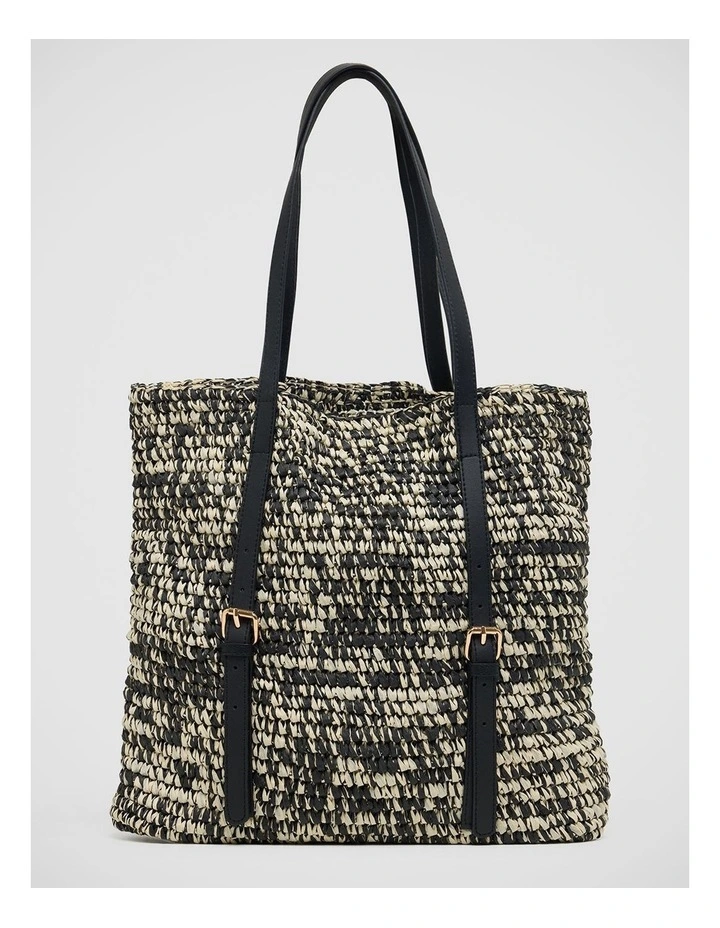 Ayla Hand Knotted Shopper in Black/Natural image 1