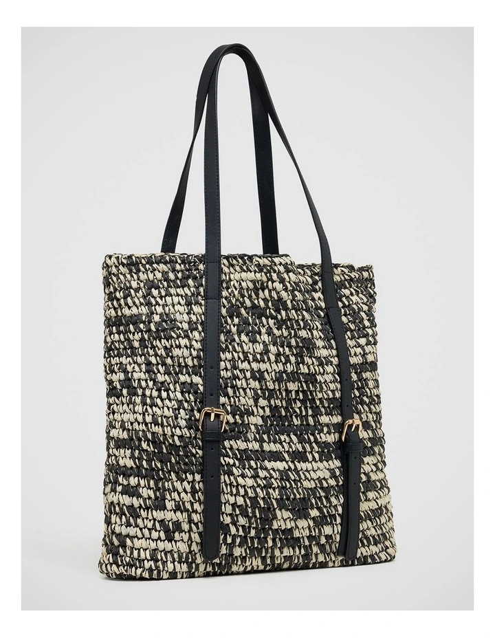 Ayla Hand Knotted Shopper in Black/Natural image 2