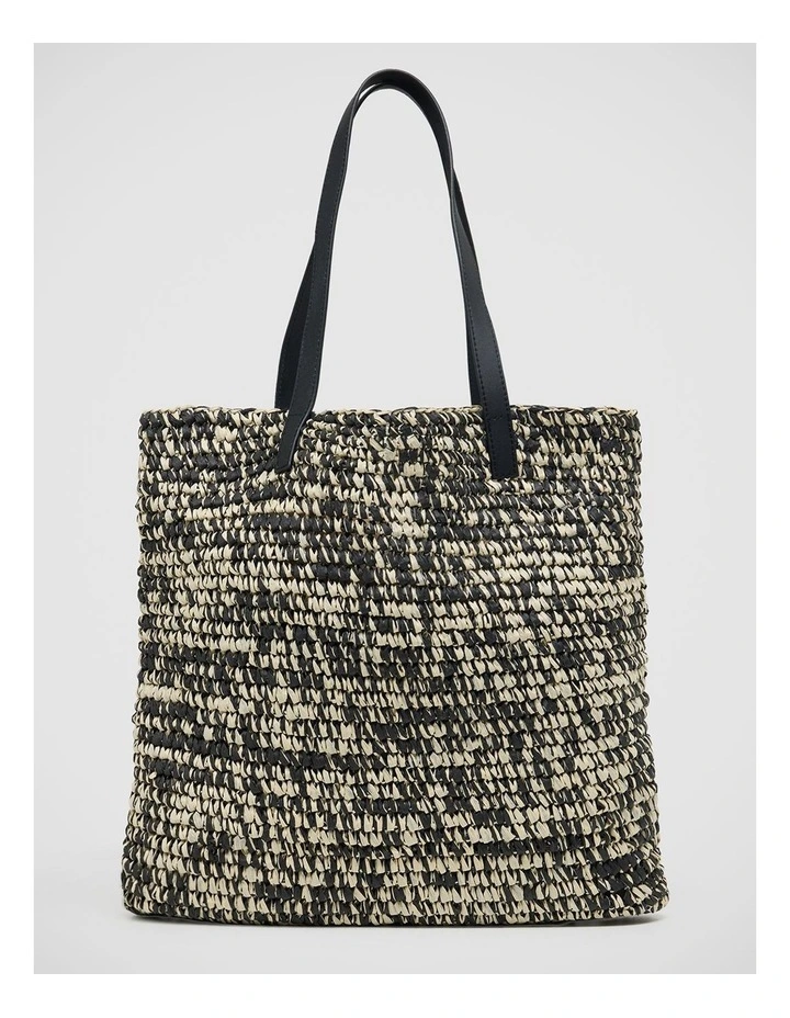 Ayla Hand Knotted Shopper in Black/Natural image 3