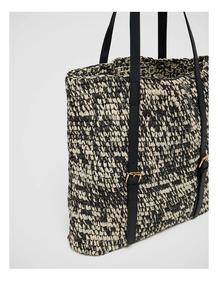 Ayla Hand Knotted Shopper in Black/Natural image 4