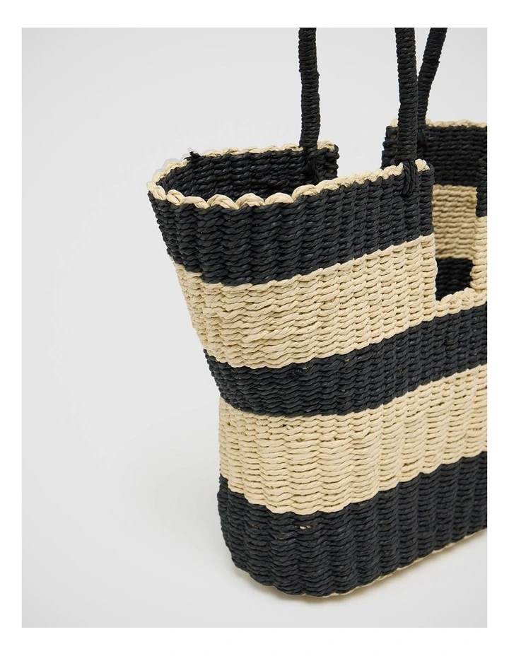 Madison Tote in Black/Natural image 4
