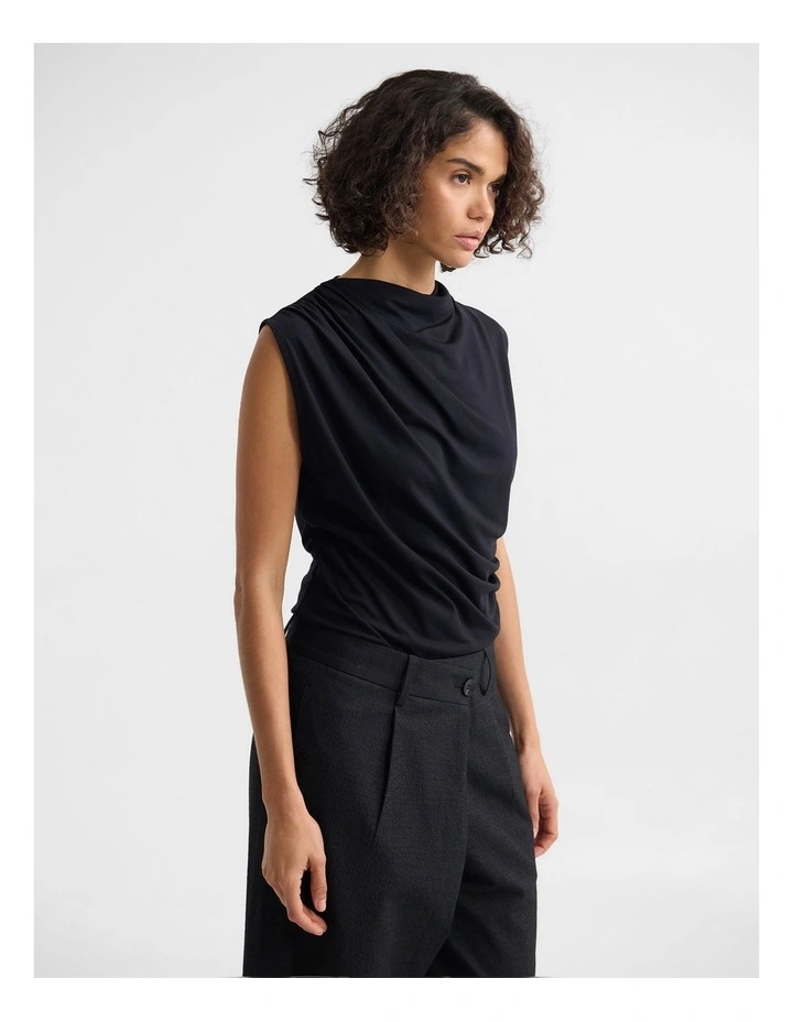 Aster Jersey Top in Black image 3