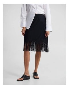 Elle Fringe Skirt in Black