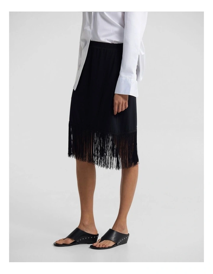 Elle Fringe Skirt in Black image 3
