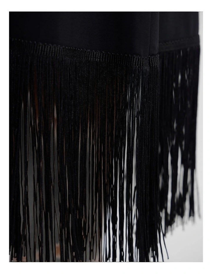 Elle Fringe Skirt in Black image 6