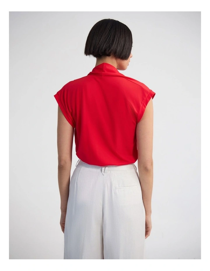 Mimi Jersey Scarf Detail Top in Red image 2