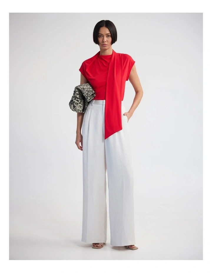 Mimi Jersey Scarf Detail Top in Red image 5