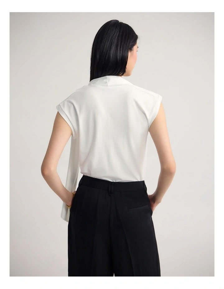 Mimi Jersey Scarf Detail Top in White image 2