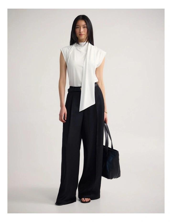 Mimi Jersey Scarf Detail Top in White image 5