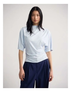 Rosie Jersey Stretch Top in Pale Blue