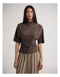 Rosie Jersey Stretch Top in Mocha
