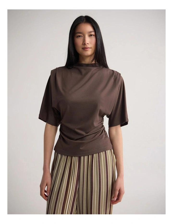 Rosie Jersey Stretch Top in Mocha image 1