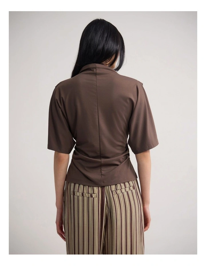 Rosie Jersey Stretch Top in Mocha image 2