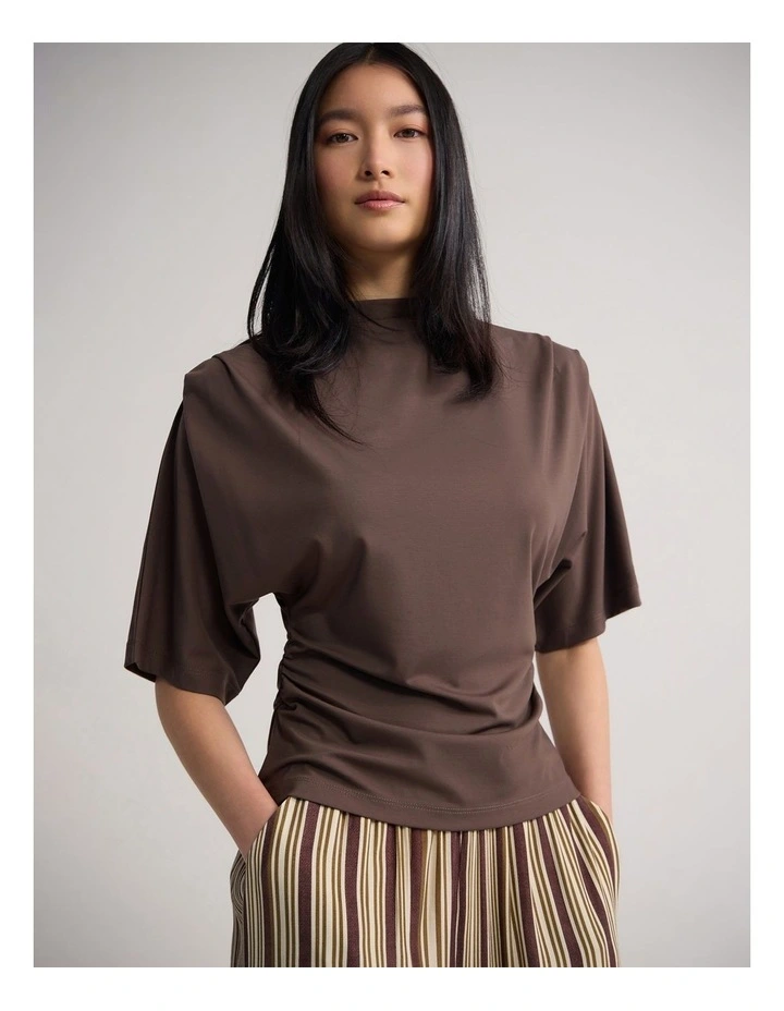 Rosie Jersey Stretch Top in Mocha image 4