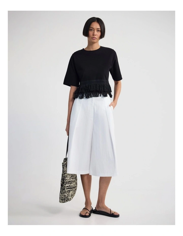 Bria Cotton Fringe Trim T-Shirt in Black image 5